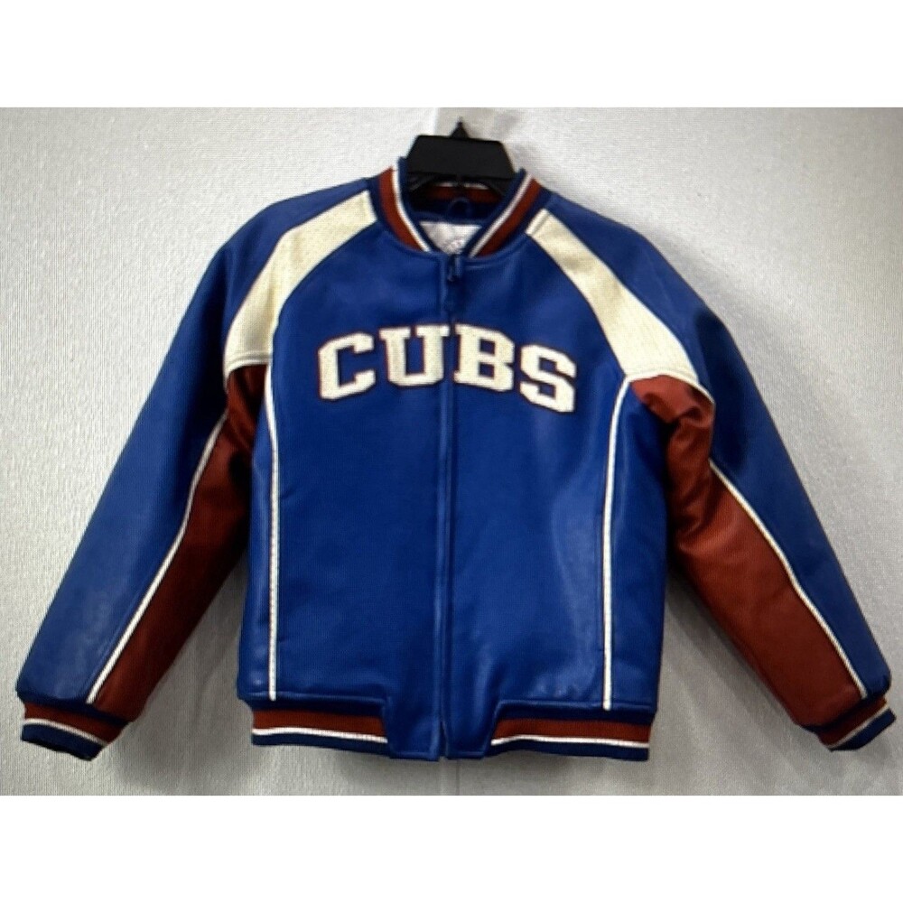 Chicago Cubs Vintage Women's Faux Leather Jacket Size Large Varsity